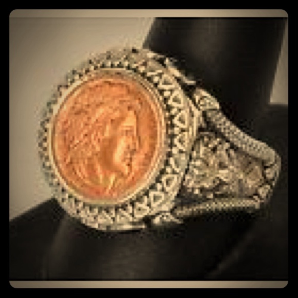 Konstantino Mens Ring Size 10 Head of Athens Coin